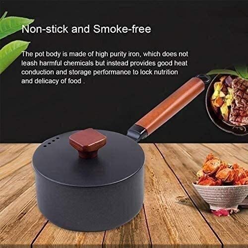 Wok con tapa sartén de hierro fundido antiadherente miniatura 5