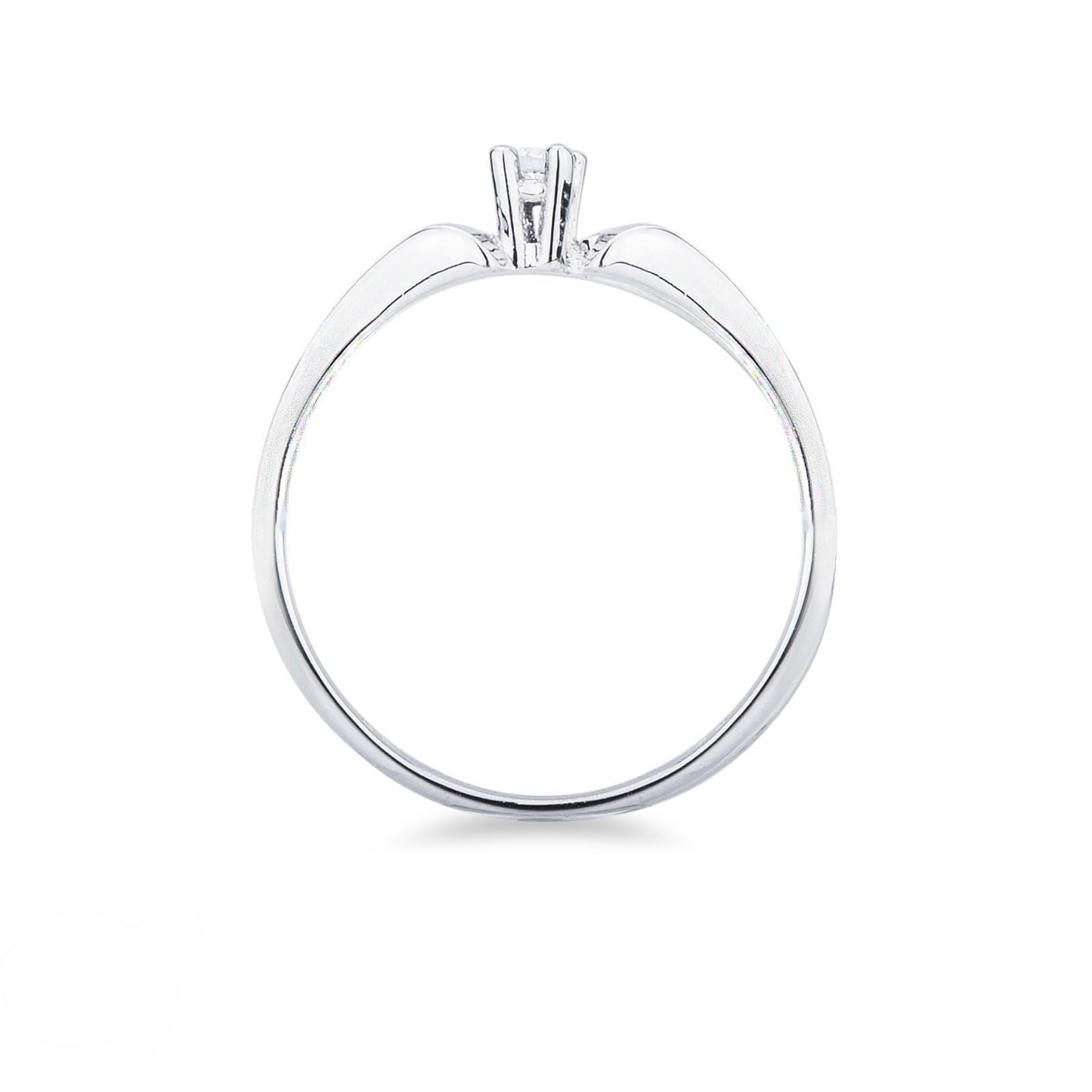 Anello solitario in oro bianco 18k con diamante di 0.04 ct.