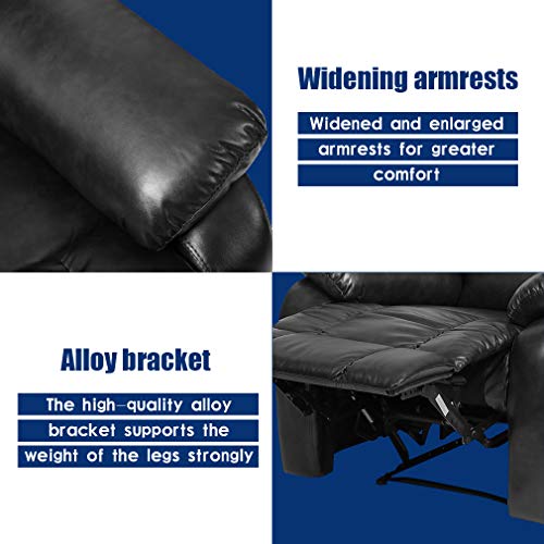 Bestmassage Recliner Chair Leather Sofa Recliner Couch Manual Reclining Home Theater Seating Manual Recliner Motion For Living Room Furniture (Single Sofa+Love Seat+Three Seat, Black) #TOP3
