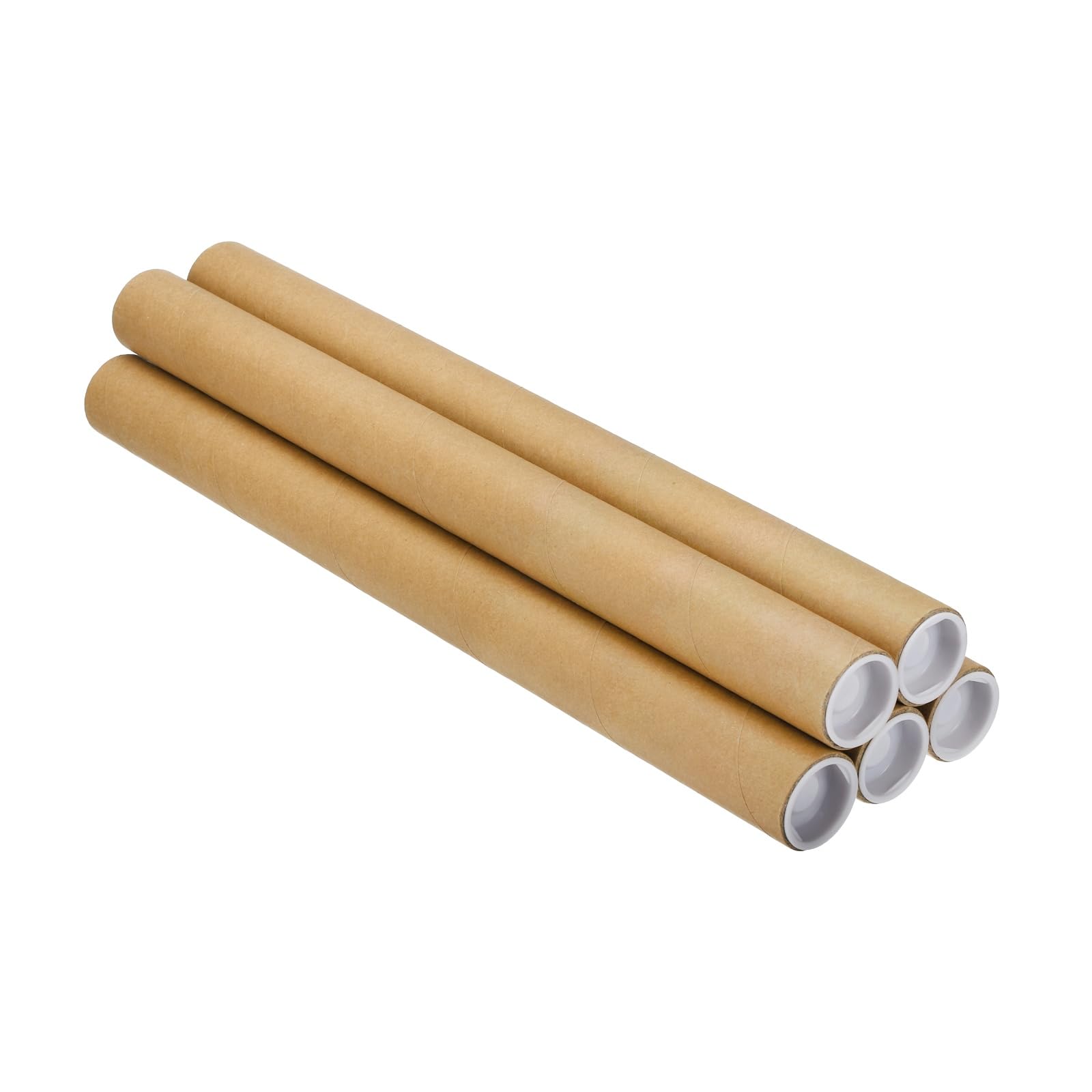 PATIKIL Postal Tube, (400 x 30mm, Brown) (5 Set) Kraft Mailing Tubes Poster Packaging Tube with Caps, Suit for - Shipping Storing Protecting Posters/Artwork Documents/Blueprint
