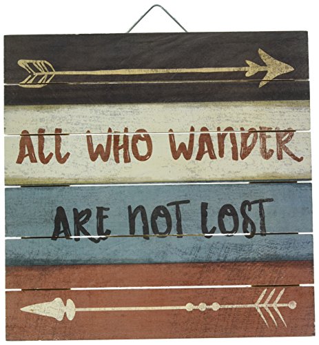 Highland Woodcrafters All Who Wander are Not Lost 12"X12" Wood Slatted Sign