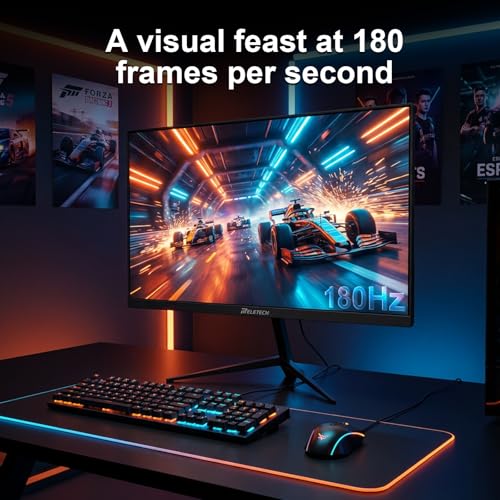 Image of 23.8 Inch Curved Gaming Monitor, 180Hz,1ms FHD1080P, 100% sRGB, Support Freesync, Frameless,4000:1 Contrast Eye Care, HDMI DP Ports, VESA Mountable, Ideal for Gaming, Work (G25F180)