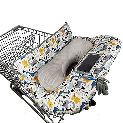 Funda De Carrito De Compras Para Bebé Niño Pequeño Con Almohada, Funda Acogedora Para Silla Alta, Posicionador De Cojín Extraíble, Dinosauri Funda De Carrito De Compras Para Bebé Niño Pequeño Con Almohada, Funda Acogedora Para Silla Alta, Posicionador De Cojín Extraíble, Dinosauri