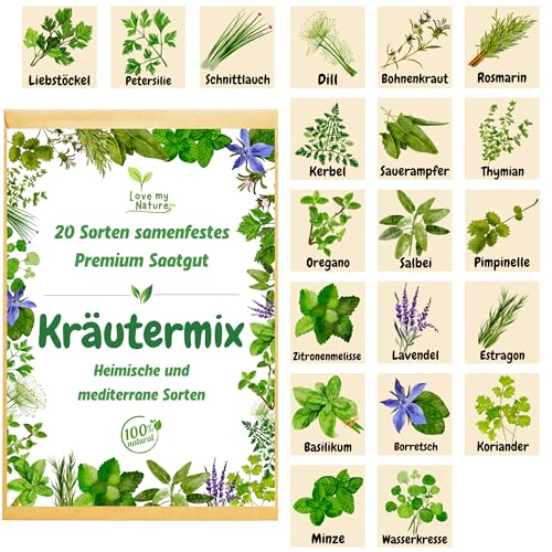 Love My Nature Kräutermix – 20 Kräutersorten Saatgut Set
