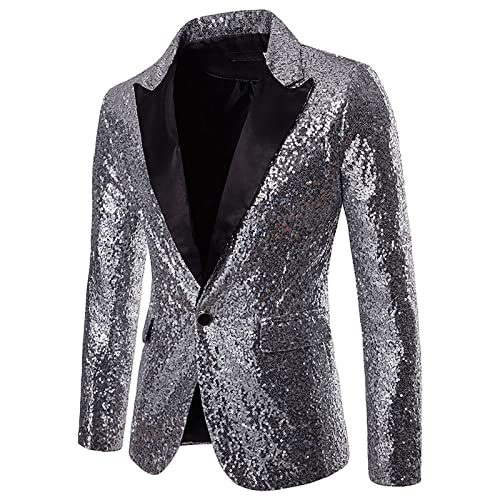 Mens Sequin Blazer Metallic Suit Disco Prom Shiny Jacket Wedding Party Festival Banquet Fashion Tuxedo For Mens Adult