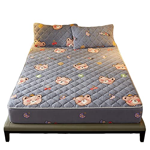 Nuoxuan Fitted Sheet Wrinkle Fade Resistant,Three-Piece Set Of Fleece Quilted Printed Bed Sheets,Thick Warm Bedspread For Apartment Bedroom,White 2,180X200Cm(3Pcs) #TOP6