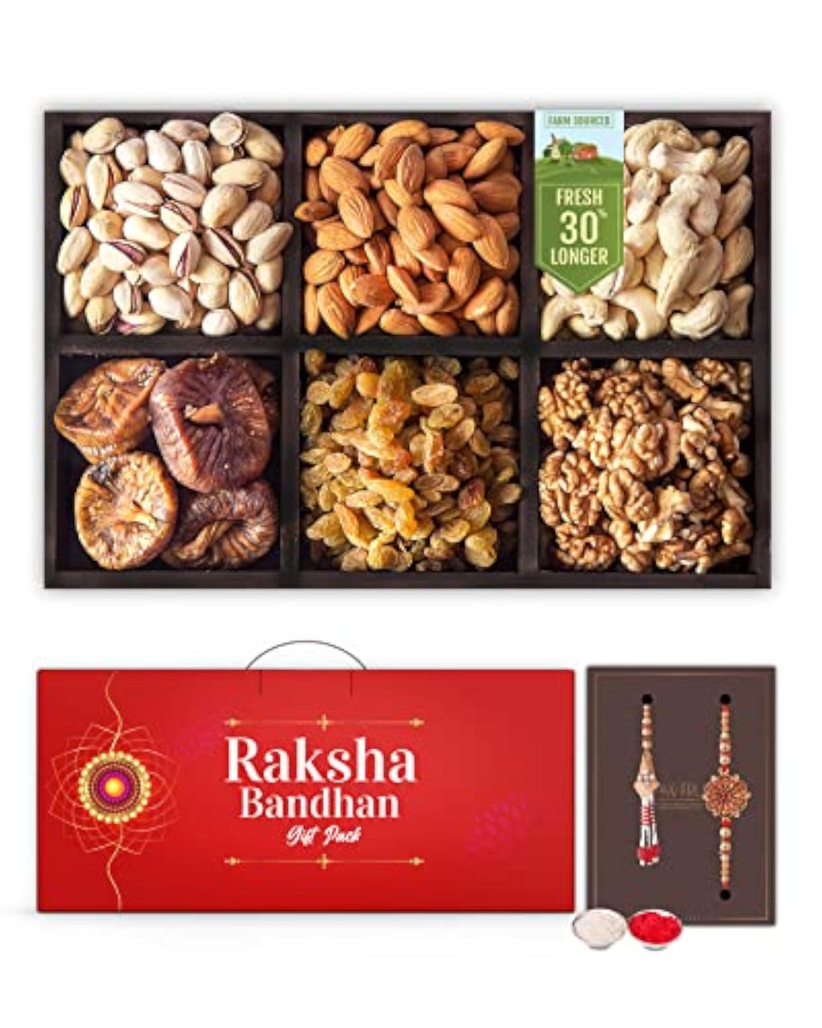 Rakhi Hamper for Brother and Bhabhi with Dry Fruits