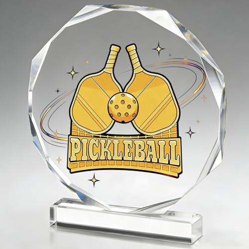 DOUOAUO Pickleball Trophy Acrylic Championship Trophy Award 4.72x5.27 Inch Perfect for Kids & Adults Great as Trophy Prize or Gift