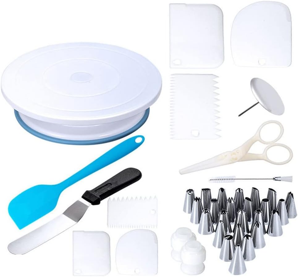 45pcs Cake Decorating Kit Supplies with Cake Turntable Piping Tips Pastry Bags Spatula Icing Cream Decoration