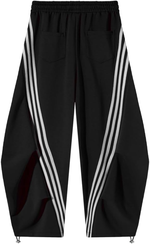 Flooo Loose Wide Leg Striped Track Pants, Women's Casual Streetwear Joggers with Elastic Waistband and Side Pockets