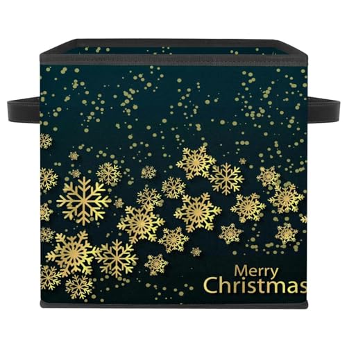 Bacs de rangement pliables avec poignées au design flocon doré de Noël