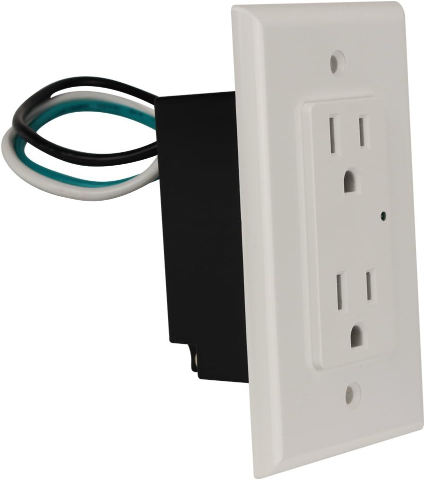 Element-Hz Power Series In-Wall Single Gang Surge Protector w/Retrofit Backbox, 1800 Joules, White