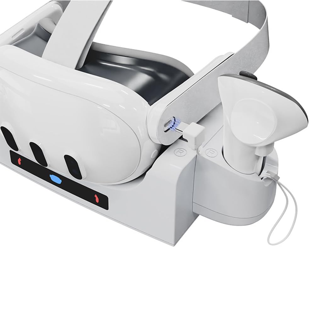 Base de carga VR para Meta/Oculus Quest 3 Soporte de carga para auriculares VR para controladores Oculus Quest 3 Estación de carga con luz indicadora Soporte de carga para Quest 3