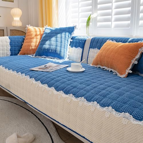 柔らかいコーデュロイソファカバー、滑り止めペットマットベッドソファスリップカバー、L字型カウチ用厚手の洗濯機対応家具保護 Style-B 110x210cm/43x83in