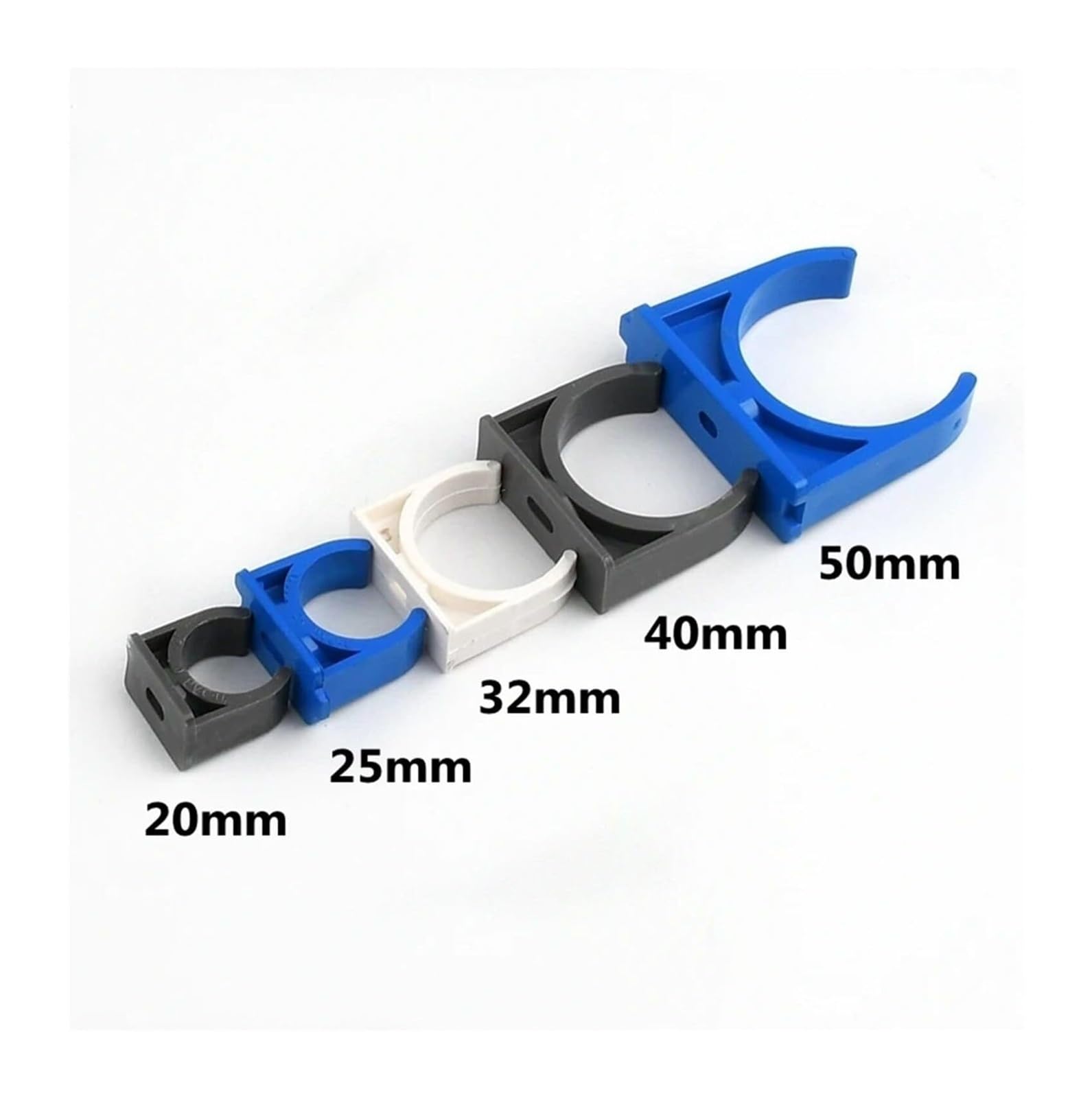 Abrazaderas de PVC en forma de U para, Abrazadera de tubo PVC en forma U, azul, varios tamaños, 5 piezas(110MM)
