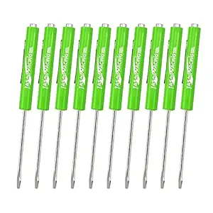 TASAN RACING 10Pcs Mini Tops and Pocket Clips Pocket Screwdriver Strong Magnetic Slotted Screwdriver Green