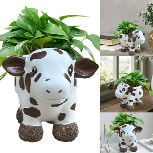 Pot de fleurs vache résine pour mini plantes cactus bonsaï jardin - 5