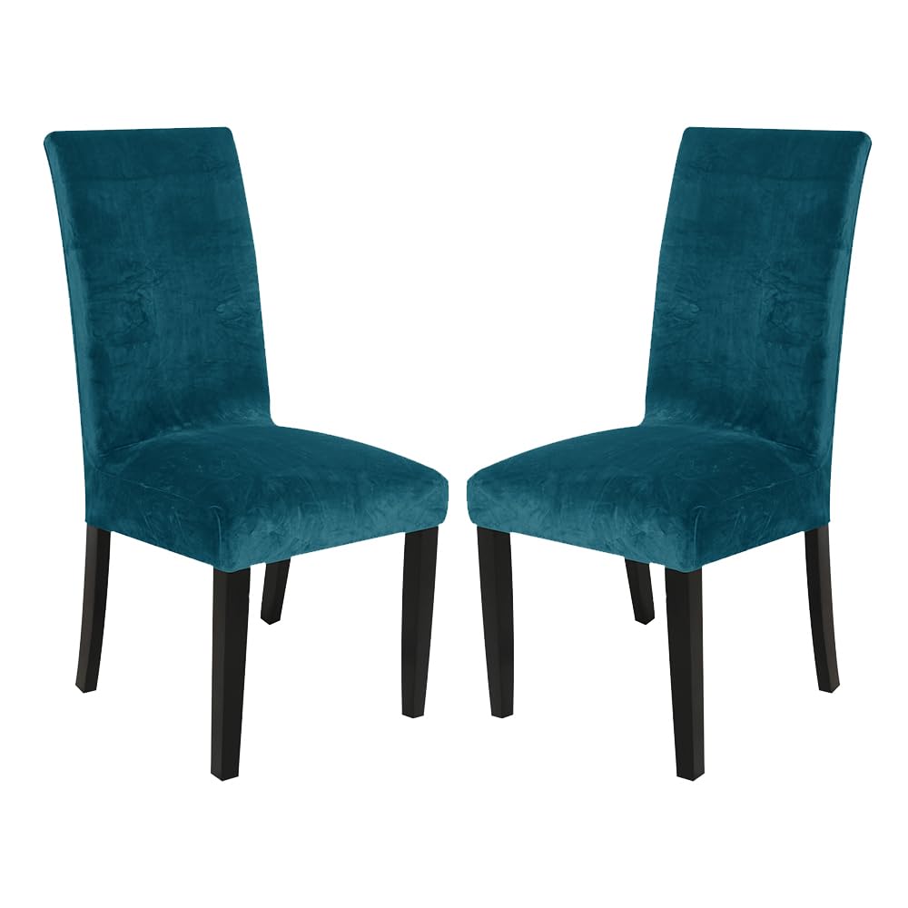 SANOCAY Velvet Dining Chair Covers Stretch for Dining Room Set of 2 Parson Chair Slipcovers Protectors Soft Thick Solid Fabric Washable﻿ (Dark Blue, Set of 2) — image 1