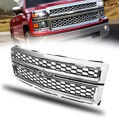 HOUGEET Front Bumper Honeycomb Mesh Truck Grille Replacement Fit For 2014-2015 Chevrolet Silverado...