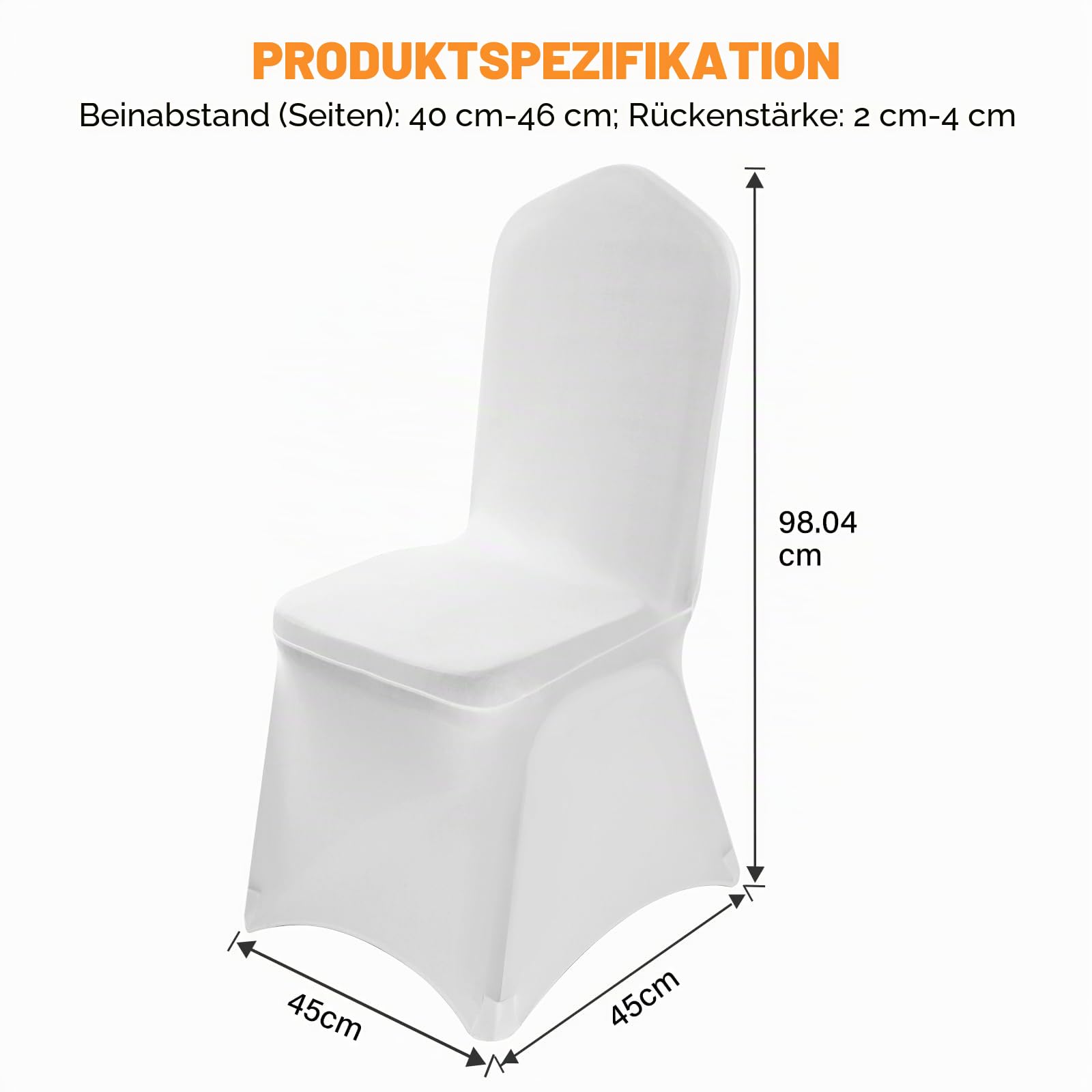 VELPAX Stuhlhussen 50 Stück, Universell Stuhlhussen Weiß Polyester, Elegante Stuhl Stuhlbezüge Elasthan Spandex Waschbarer für Taufe Geburtstag Hochzeit Bankett Dekoration
