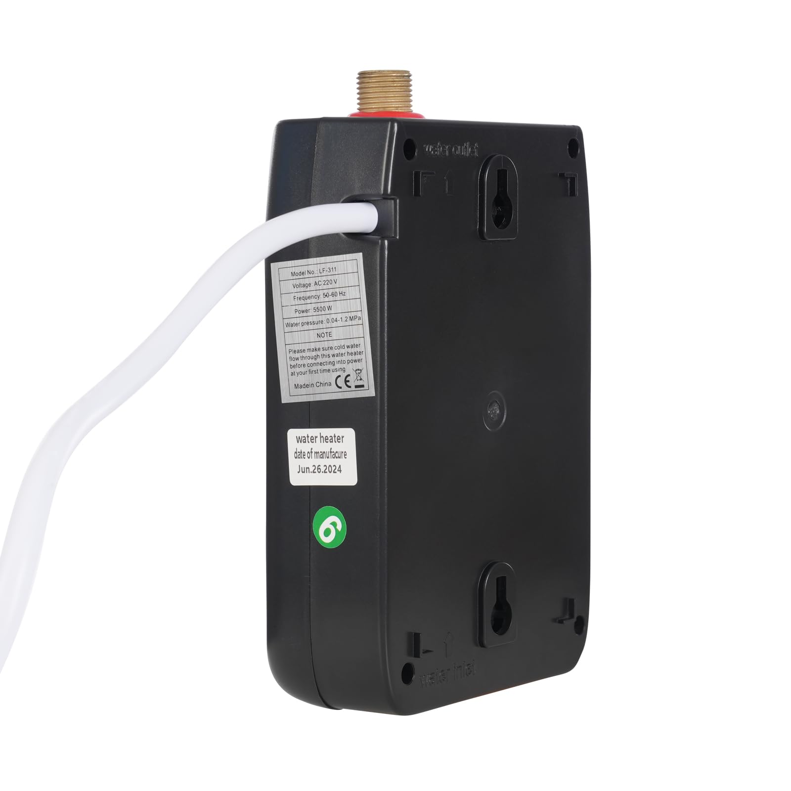 Mini scaldabagno elettrico a LED, 220 V, 5500 W, display touch screen, 5 temperature, con telecomando, per appartamenti, scuole, servizi igienici e lavanderie, 13,5 x 6,8 x 19,5 cm (nero)