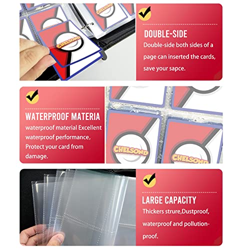Card Binder For Pokemon Cards, Chelsond 4-Pocket Portable Card Collector Album Holder Book Fits 400 Cards With 50 Removable Sleeves, Trading Card Binder Display Storage Carrying Case For Tcg-White #TOP2