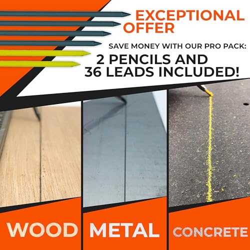 image for THORVALD 2 Carpenter Pencils Set for Construction - Incl. 38 Leads + S