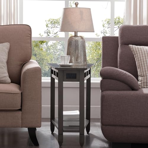 Image of Leick Home Sibley Wedge End Table, 17 inch, Smoke Gray
