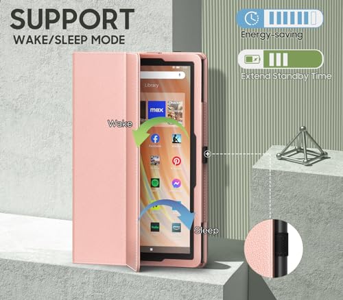 Image of MoKo Case for 10.1 inch Amazon Kindle Fire HD 10 & 10 Plus Tablet(13th /11th Generation, 2023 /2021 Release), Slim Folding Stand Cover with Auto Wake /Sleep, Rose Gold