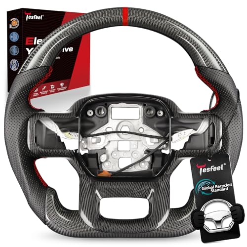 Performance of Steering Wheel Heater Feature - 2017 Subaru Outback 3 TESFEEL Real Carbon Fiber Steering Wheel with Heated for F150 Raptor 2021-2025 (Gen 3), D-Shape Flat Bottom with Matching Trim, Hand-Stitched Nappa Leather, Red Stripe, for Raptor (Base V6 Models)