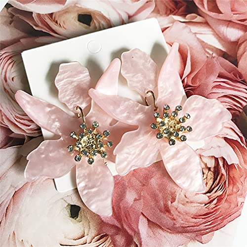 ANDPAI Unique Bohemian Oversized Acrylic Resin Flower Dangle Drop Earrings Retro Large Hawaii Flower Lei Earrings for Women Statement Jewelry Gifts3