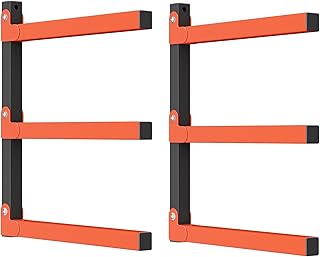 WALMANN Lumber Storage Rack for Garage, Wall Mount Heavy Duty Lumber Rack, Overhead Wood Storage Rack for Woodworking Shop(1 Pair)