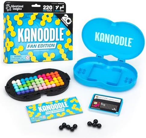 Educational Insights Kanoodle Fan Edition - 20th Anniversary (Cyan), Brain Teaser Puzzle for Ages 7 and up