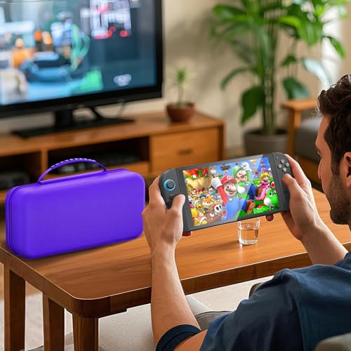 Image of daydayup Switch Carrying Case Compatible with Nintendo Switch 2, with 24 Games Cartridges Protective Hard Shell Travel Carrying Pouch DS Case Purple