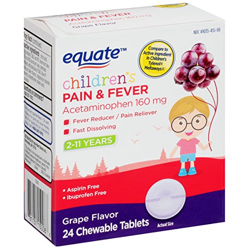 Equate Children Pain Reliever & Fever Reducer, Grape, 24 Chewable Tablets