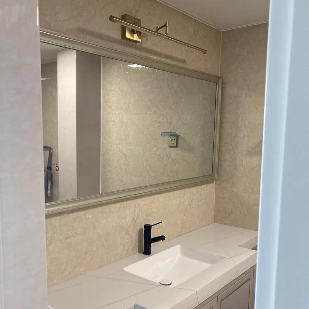 Lampada Specchio Design Moderno, Applique Bagno LED Oro Braccio Regolabile Luce per Specchio Alluminio per Trucco Galleria(White,40cm/15.74in)