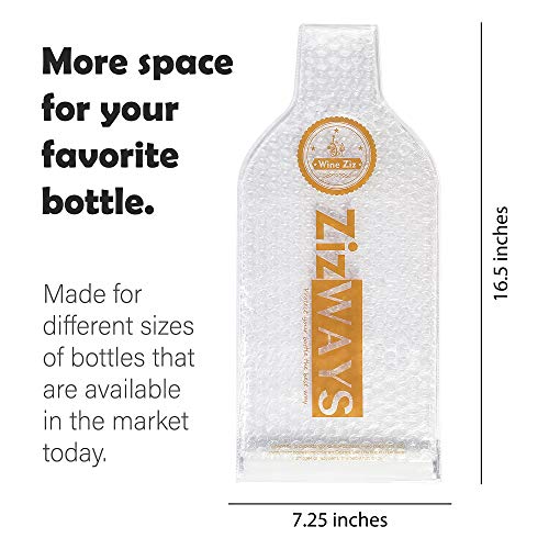 Ziz Ways Wine Bottle Protector Bubble Wrap Bags, Set of 4, Reusable Wine Carrier Bags for Travel, Padded Protective Packaging for Airline Travel, Holiday, Camping, and Picnics, Best Wine Gifts