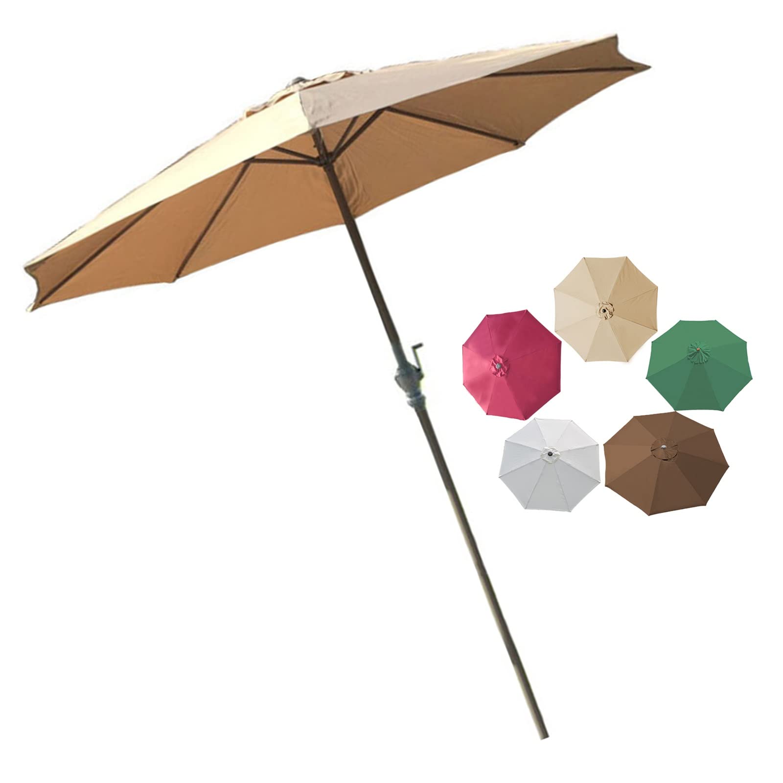WDSOPK Parasol,Sun Shade with 8 Sturdy Ribs Rain Windproof Sun Protection, for Garden Patio Yard Beach Pool Parasol, Outdoor Table Umbrella(Beige-118inch)