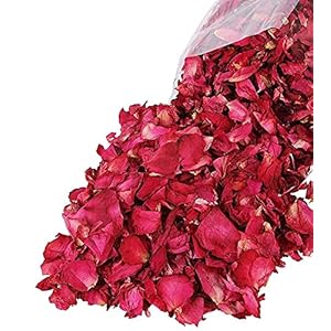 Reccisokz 100G natuurlijke gedroogde rozenblaadjes echte bloem droog rood rozenblaadje voor voetenbad lichaam bad spa…