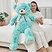 Tezituor 52in Giant Teddy Bear,Big Stuffed Animal Plush,Rainbow Green Soft Gifts for Valentine, Christmas, Birthday,Life Size Plush Toys for Grils Boys Girlfriend,Blue Green