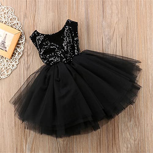 Black Dress for Girls Classic Retro Mesh Tulle Birthday Dresses Tutu Pageant Fit and Flare Clothing Sets2