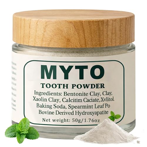 Myto Tooth Powder RemineralizingHydroxyapatite Tooth Powder with Mint Fluoride Free Mineral Tooth Cleaning Powder 1.76 OZ Gentle Daily Oral Care (1pc)