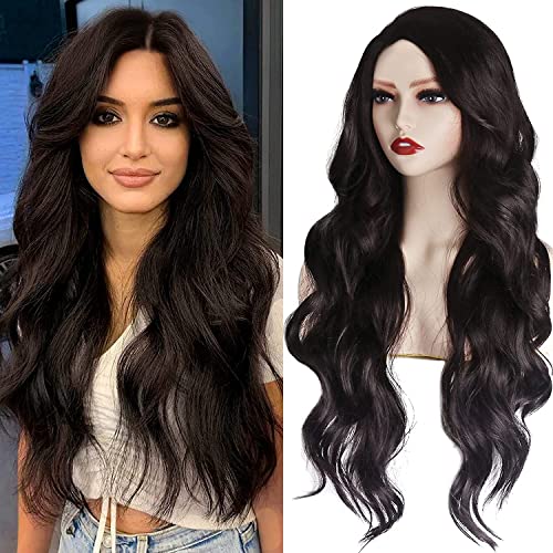 180 Density Long Wavy Hair Wig Body Wave Synthetic Lace Front Wigs with Baby Hair for Women 28 Cover