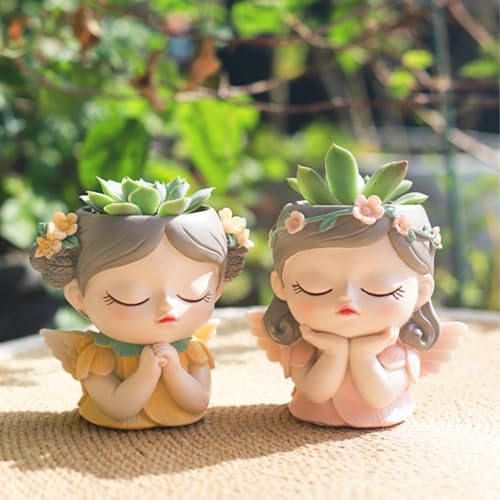 Cache pot plante interieur mignon, set de 4 pots de fleurs dessin animé idée cadeau - 5