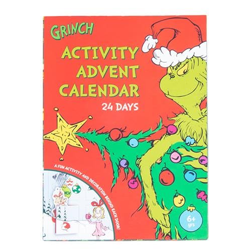 Calendario de Adviento del Grinch. Incluye 24 puertas, actividades y decoraciones navideñas. Producto oficial de Grinch de Fizz Creations