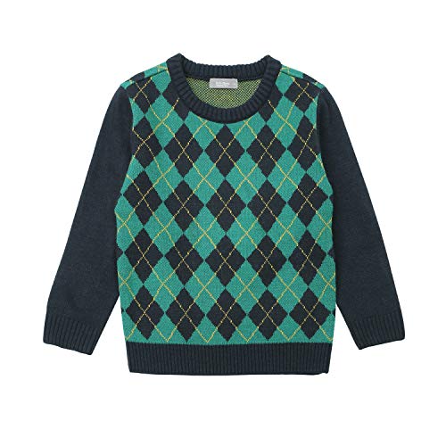 TOTO HEROS Baby Boys Argyle Patterned Soft Casual Pullover Sweater (Navy, XXS)