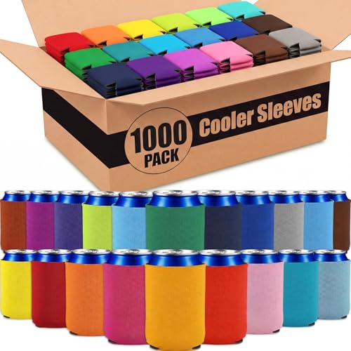 Image of Umigy 1000 Pcs Can Coolers Sleeves Bulk Blank, Colorful
