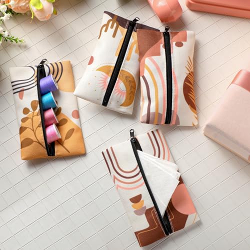 Image of 8 Pieces Purse Tissue Holder Reusable Travel Tissue Pouch Fabric Zipper Purse for Bag Car Office Home(Boho)