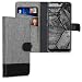 Produktbild kwmobile Wallet Case kompatibel mit LG Q60 - Hülle Kunstleder mit Kartenfächern Stand in Grau Schwarz