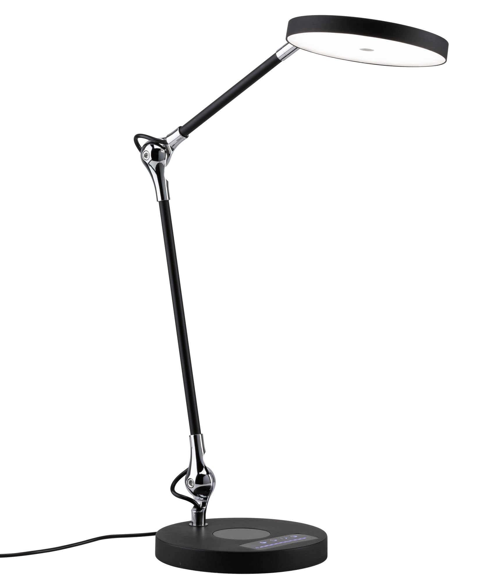 Paulmann 78910 LED Schreibtischleuchte Numis White Switch Qi Ladefunktion incl. 1x11 Watt dimmbar Schwarz Aluminium, Kunststoff 2.700-6.500 K